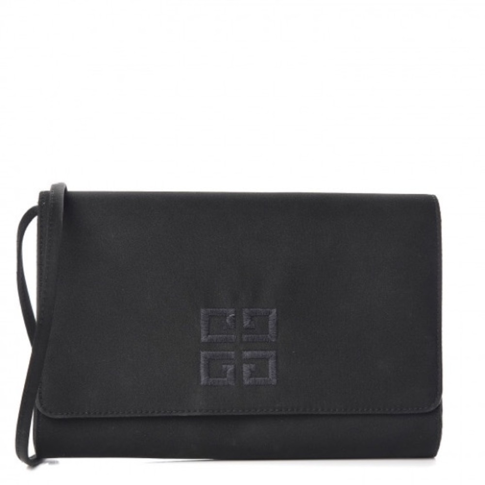 Vintage Givenchy Calfskin Satin Emblem Crossbody Black